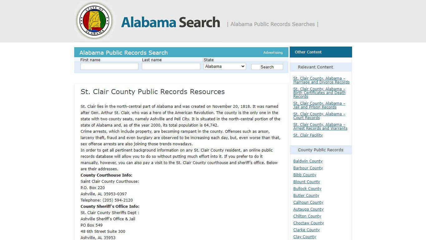 St. Clair County Public Records Resources | Alabama - AL Search